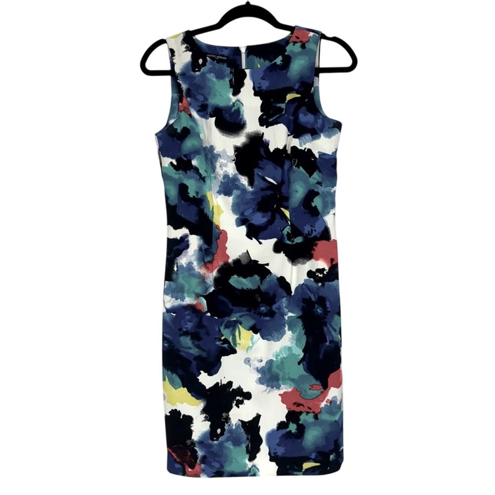 Mario Serrani Italy Watercolor Floral Sheath Dress Women 4 Mini Sleeveless